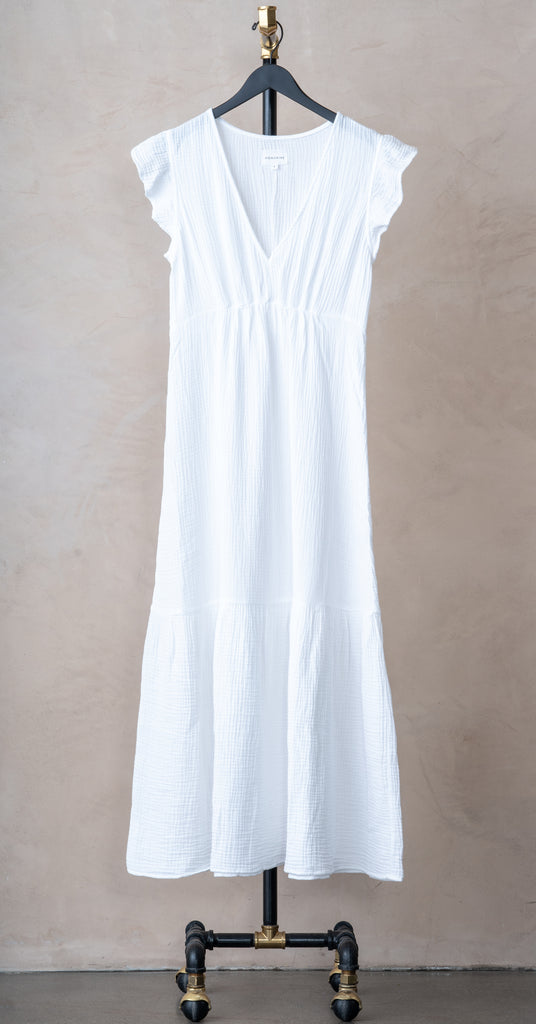 Honorine Long Ruby Dress White | Elizabeth & Prince