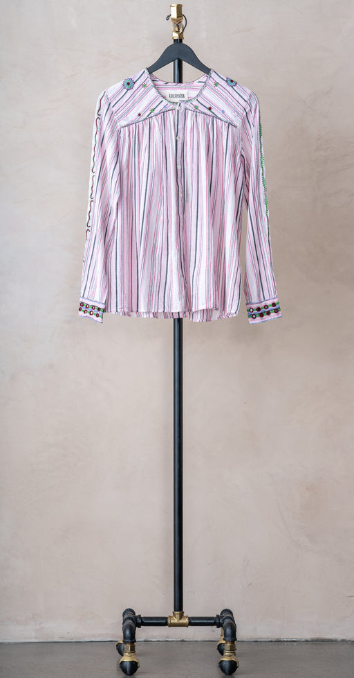 V De Vinster Mex Embroidery Shirt Pink Stripe