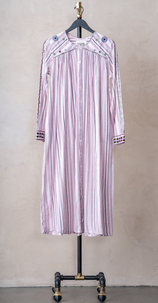 V De Vinster Mex Embroidery Dress Pink Stripe