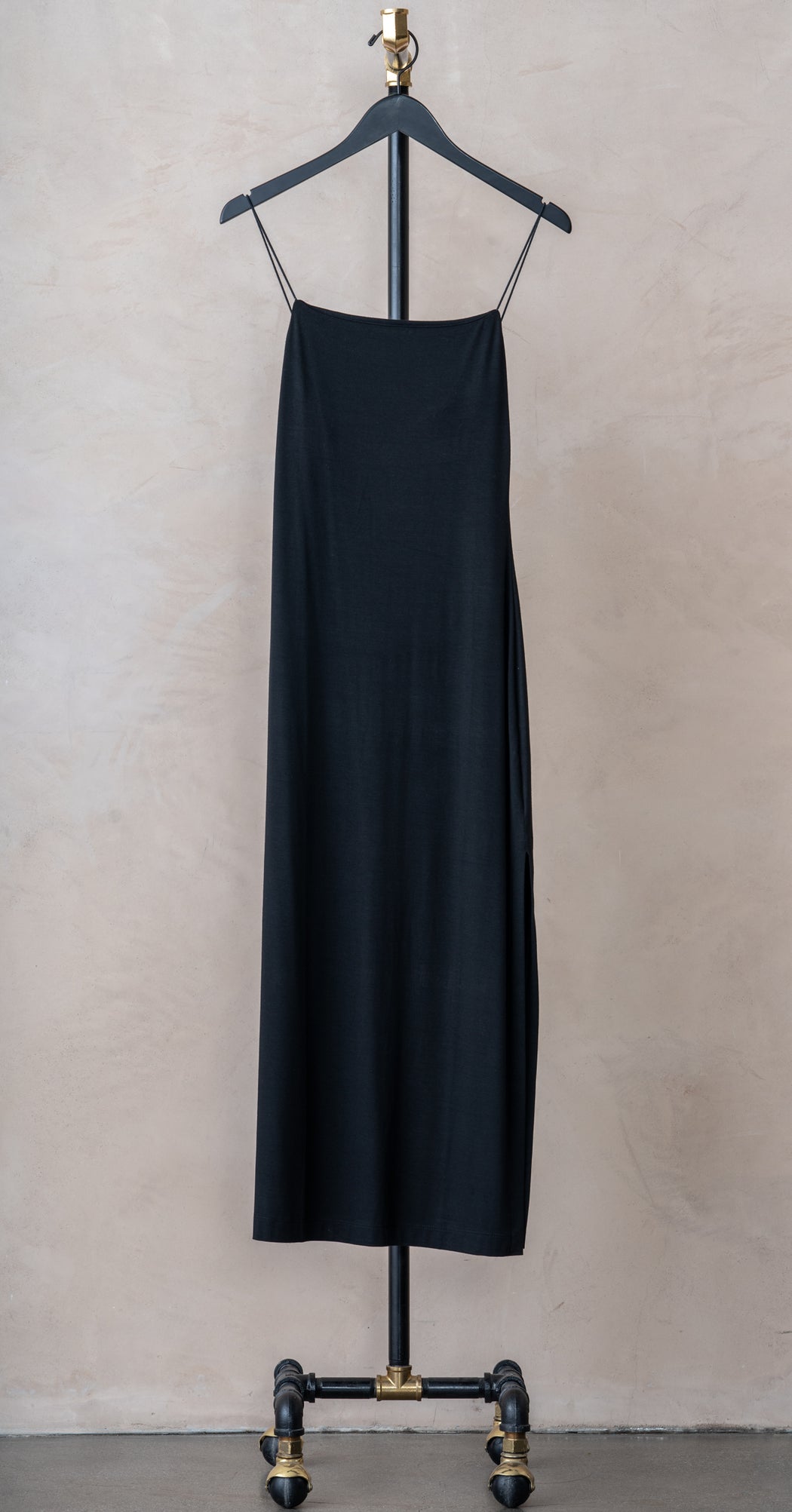 Enza Costa Strappy Side Slit Maxi Dress Black