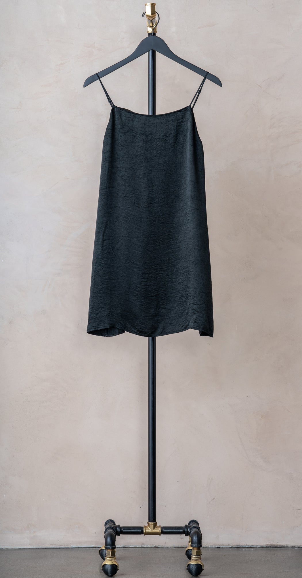 Enza Costa Textured Satin Mini Dress Black