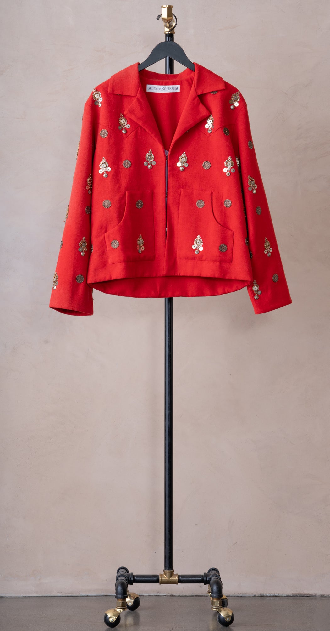 Alix of Bohemia Western Embellished Jacket Red Poppy