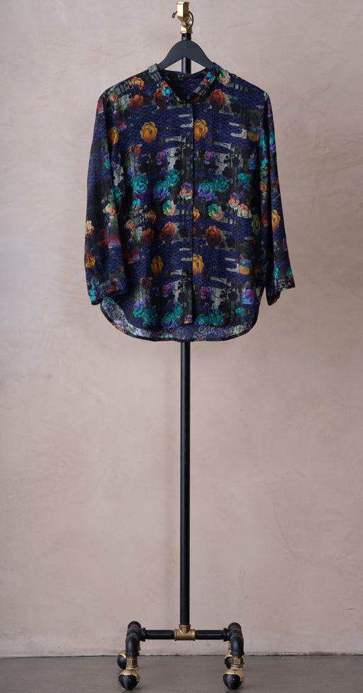 Raquel Allegra Lauren Blouse Blue Floral