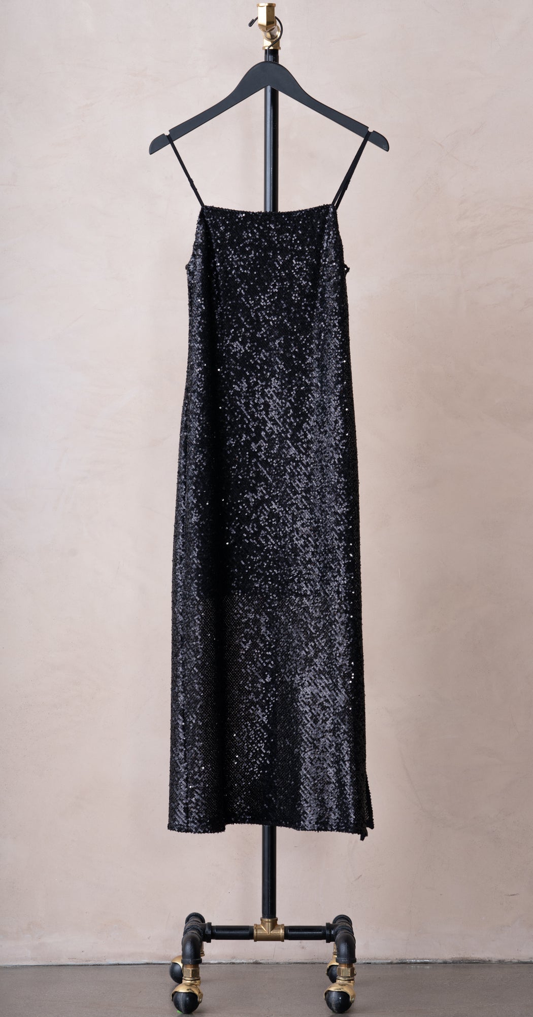 Enza Costa Sequin Bias Cut Dress Black