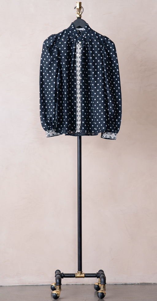 Alix Of Bohemia Annabel Dot Silk Shirt Black Raven