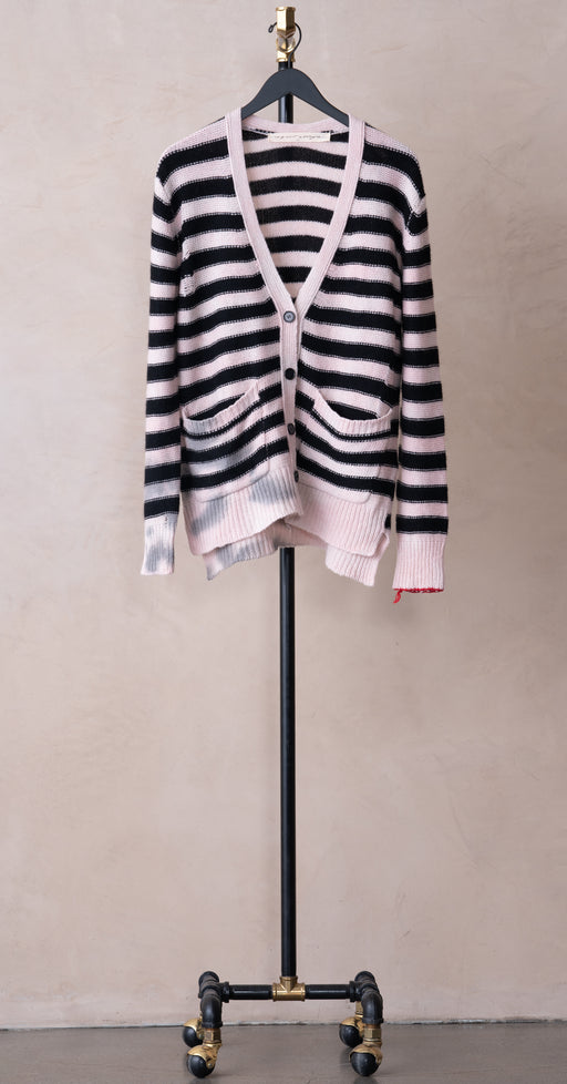 Raquel Allegra Evans Cardi Stripe Pink