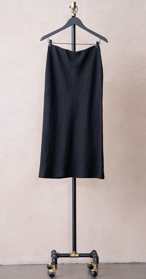 Enza Costa Linen Bias Skirt Black