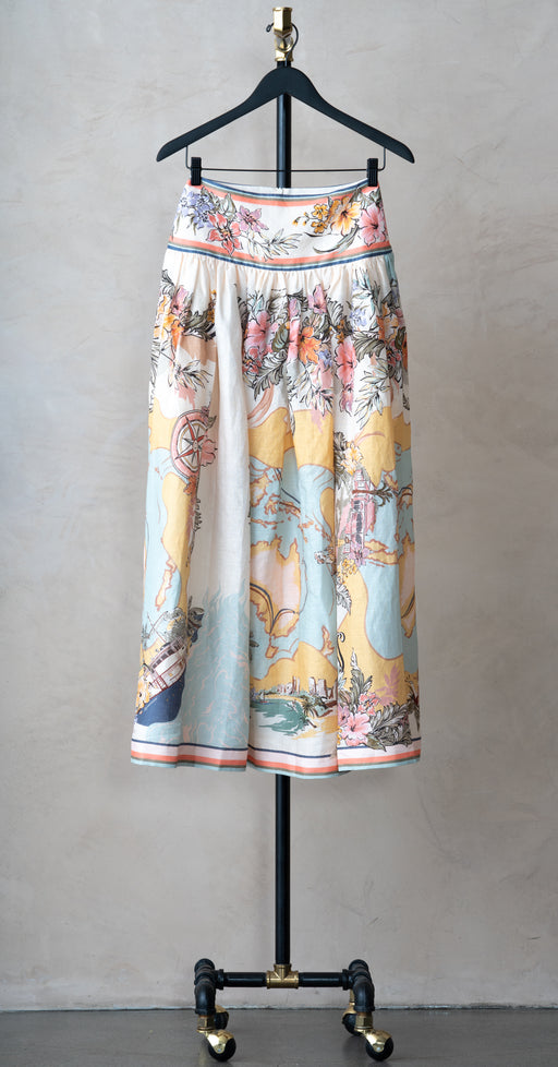 Zimmermann Tallow Midi Skirt Nautical Map