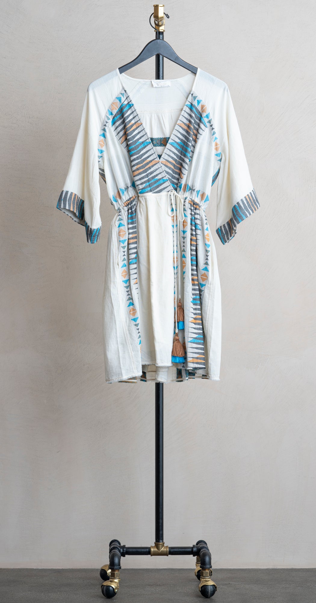 devotion blue dress ELLA MIDI - BLUE/OFFWHITE