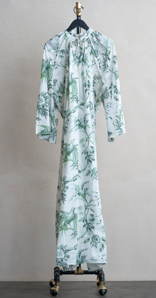 Claramonte Birds Of Paradise Pleated Dress Green