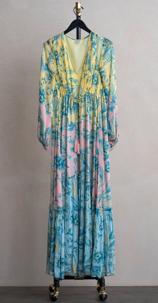 Hemant & Nandita Long Dress Blue Yellow Mix