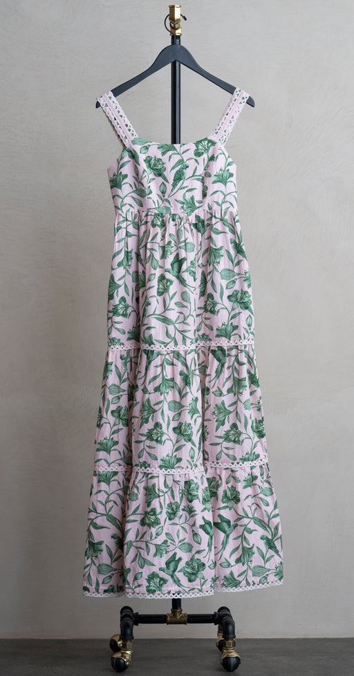 Verandah Tiered Maxi Dress Blush/Emerald