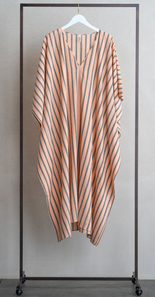 Two Deep V Neck Caftan Peach Stripe