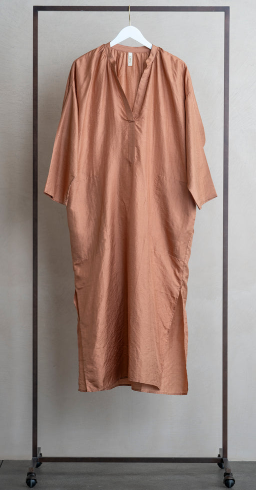 Two Side Pocket Caftan Copper Silk