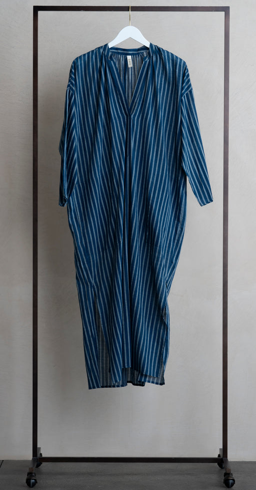 Two Side Pocket Caftan Indigo/ White Stripe
