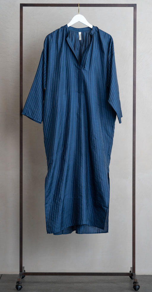 Two Side Pocket Caftan Navy Silk