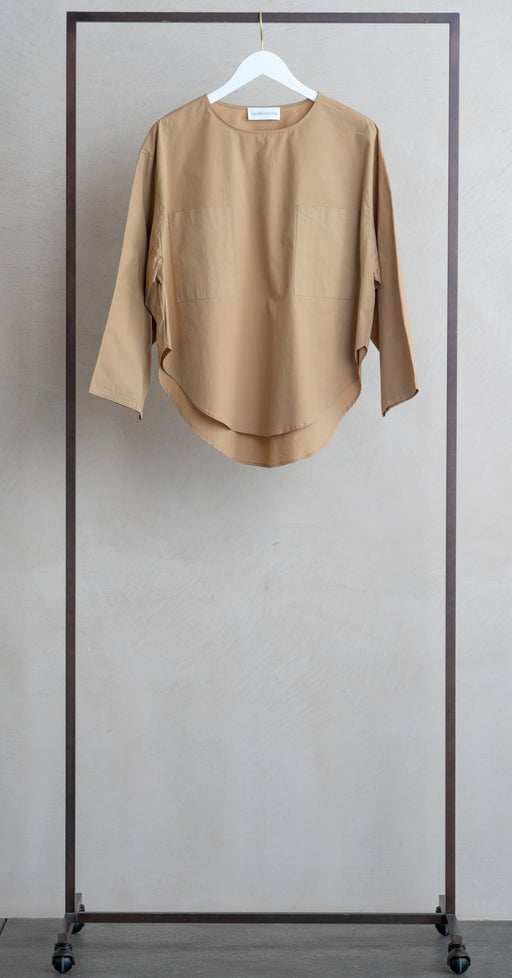 Modern Weaving Pocket Popover Top Khaki