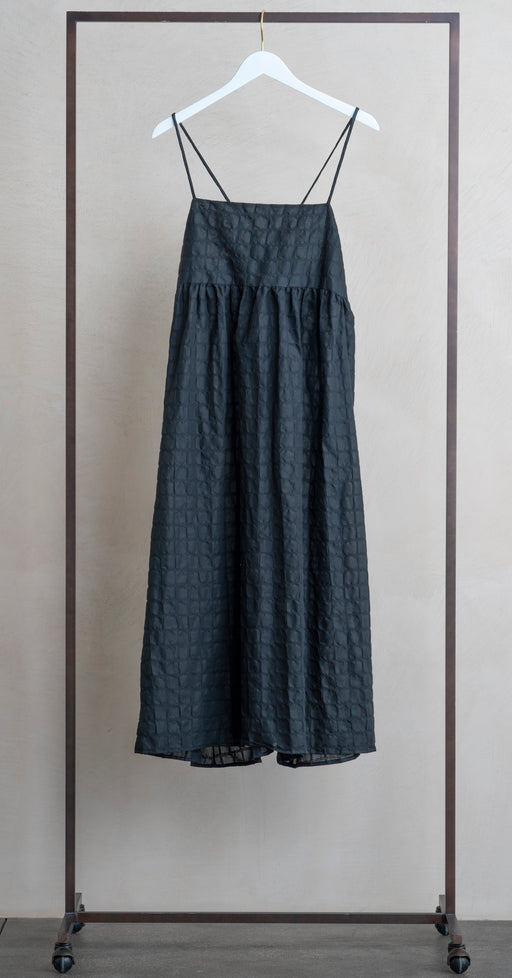 Black Crane Ripple Strap Dress Black