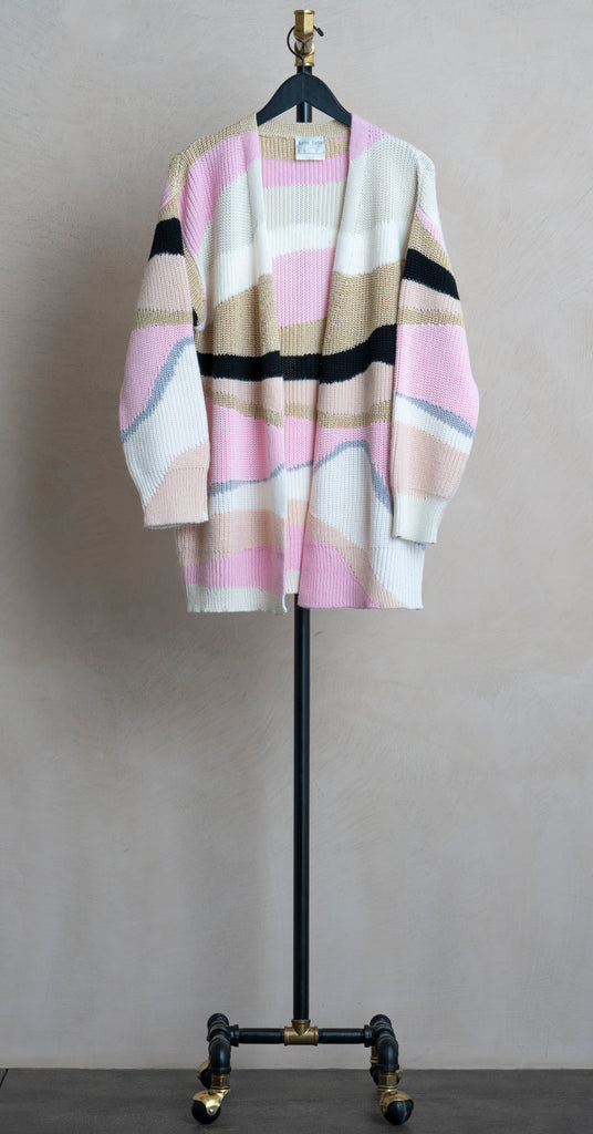 Forte Forte Graphic Intarsia Cardi Oyster | Elizabeth & Prince
