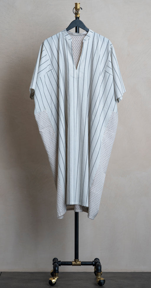 6397 Striped Kaftan Dress Ivory Stripe