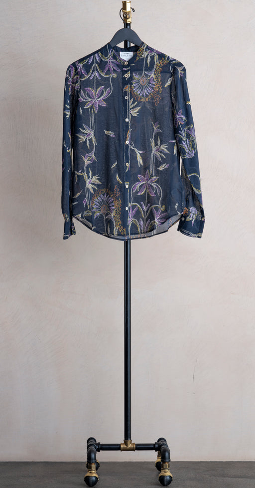 Forte Forte Print Voile Grandfather Shirt Notte