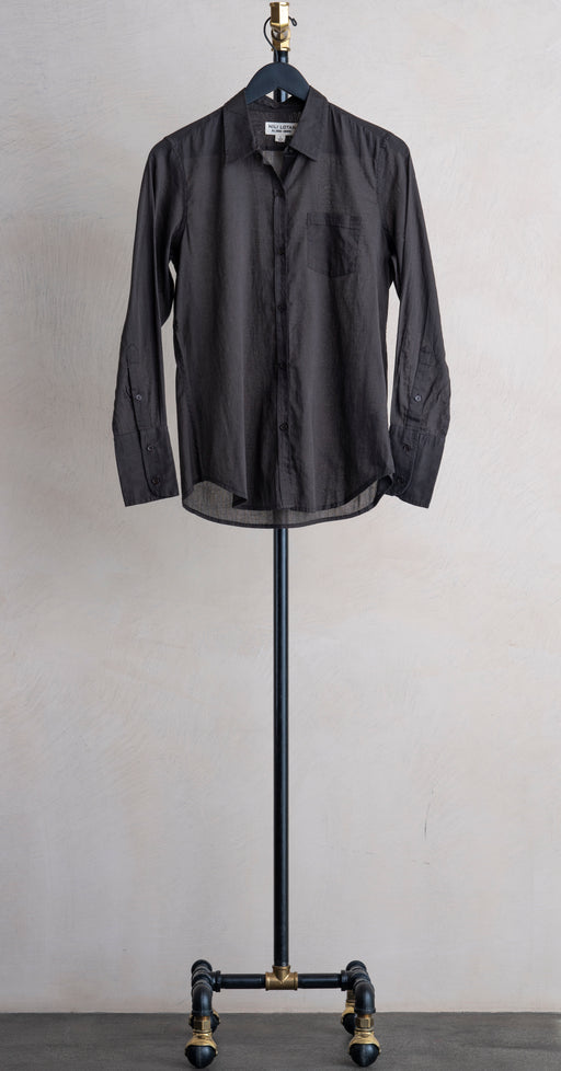 Nili Lotan Cotton Voile NL Shirt Chocolate Brown