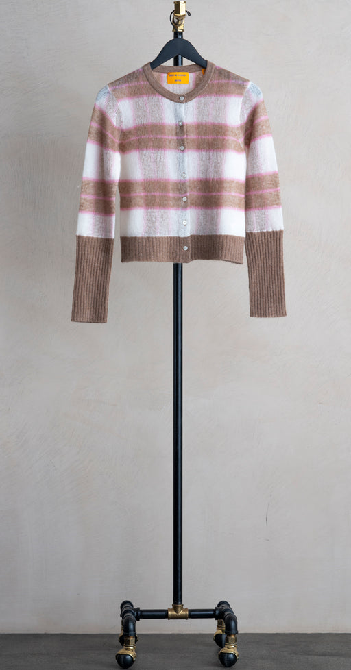 Guest In Residence Shadow Plaid Cardi Taupe