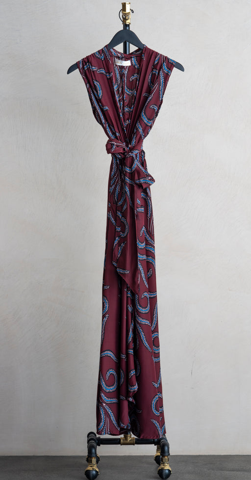 Natalie Martin Nico Sleeveless Maxi Feather Bordeaux
