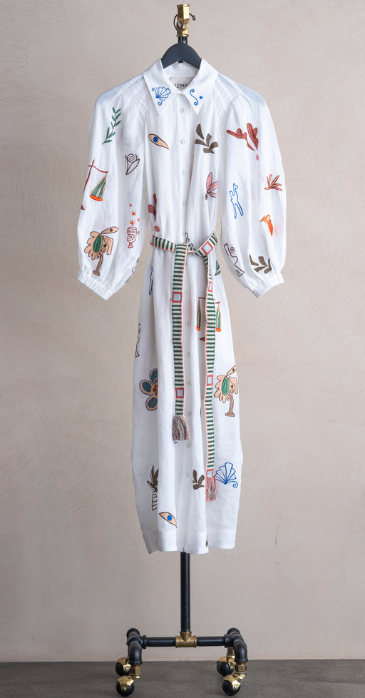 Alemais Mina Embroidered Shirtdress Cream