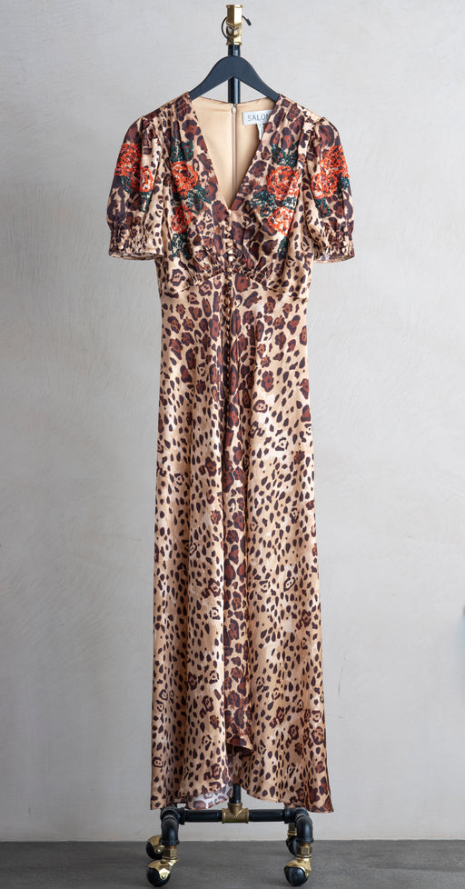 Saloni Lea Dress Cheetah Rose