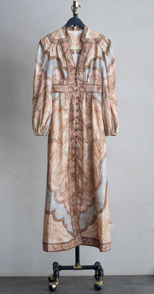 Zimmermann Wanderlust Plunge Midi Dress Tapestry Multi