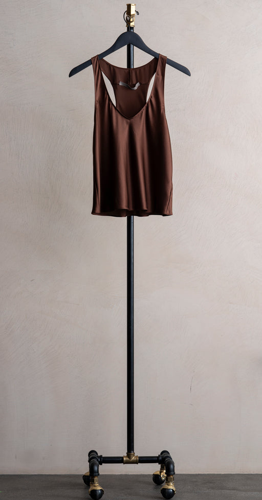 Enza Costa Silk Satin Tank Nutmeg