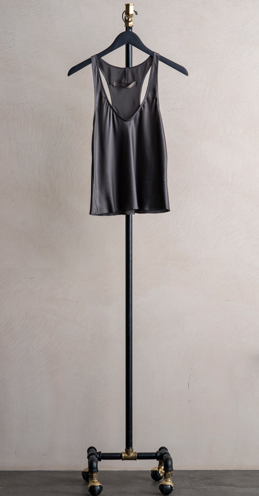 Enza Costa Silk Satin Tank Gunmetal
