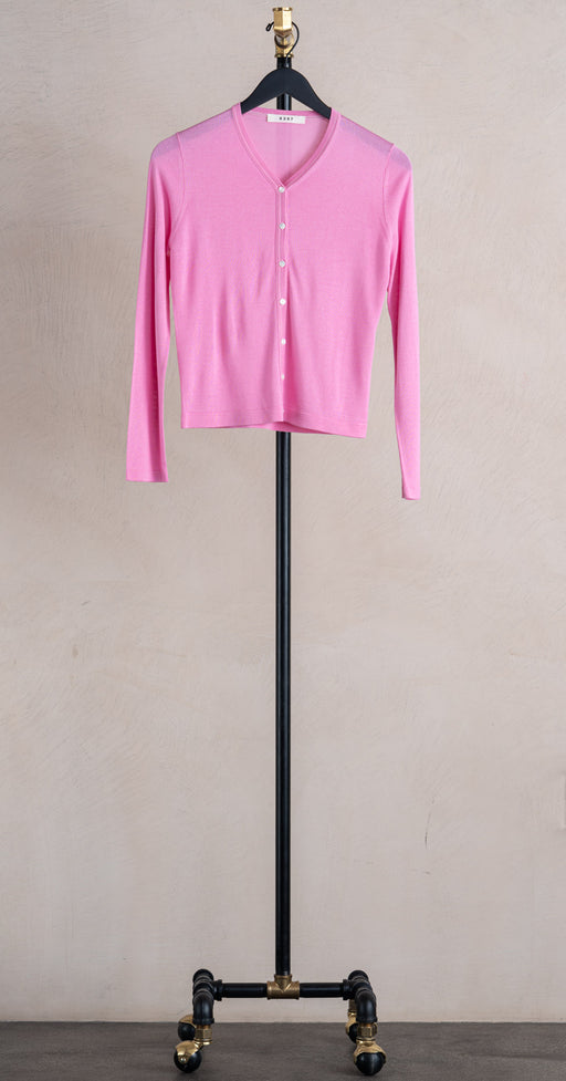 6397 Contrast Stitch Cardi Pink Panther