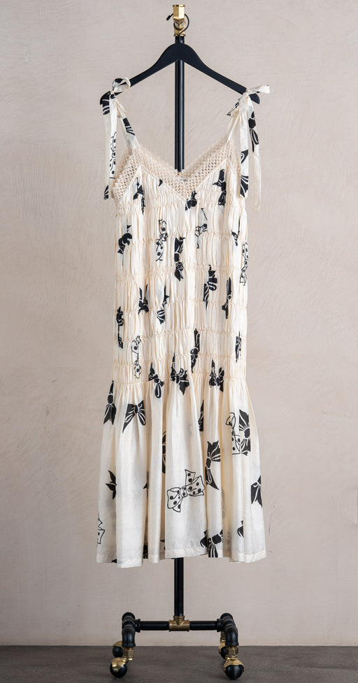 Alix Of Bohemia Ellina Black Tie Silk Dress Off White