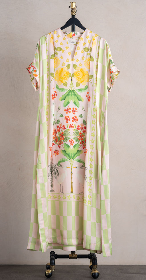 Verandah Hand Pleated Kaftan Blush/Sage