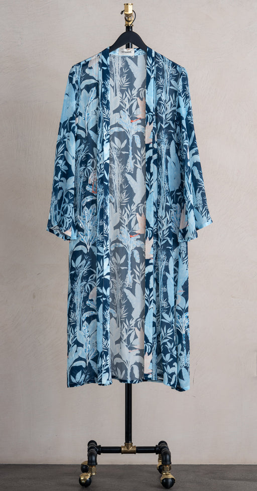 Verandah Hand Beaded Kimono Kaftan Navy
