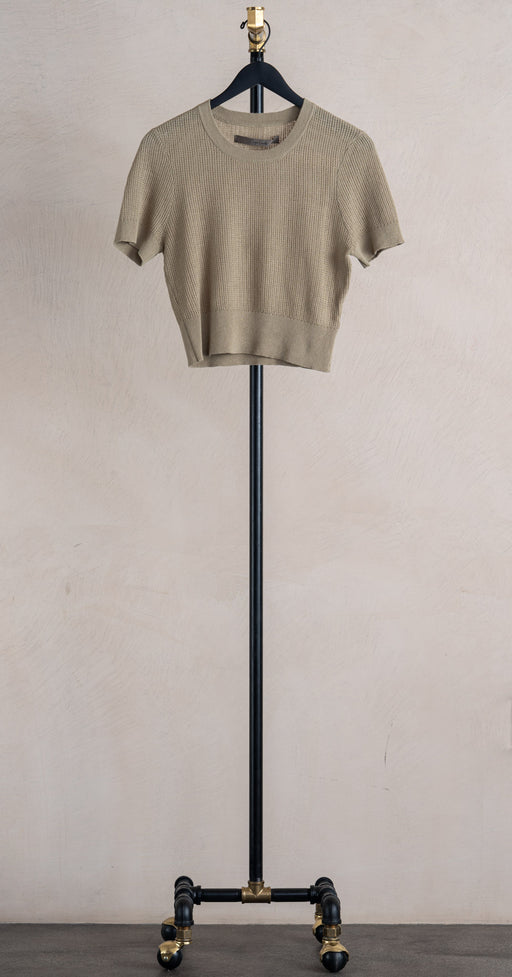 Enza Costa Knit Crop Shirt Moss