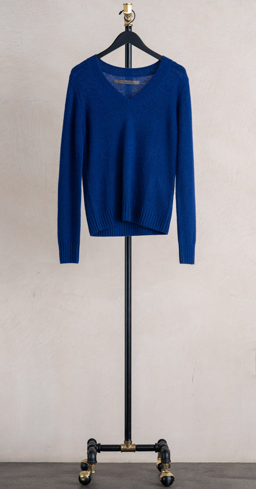Enza Costa Cashmere V Neck Cobalt