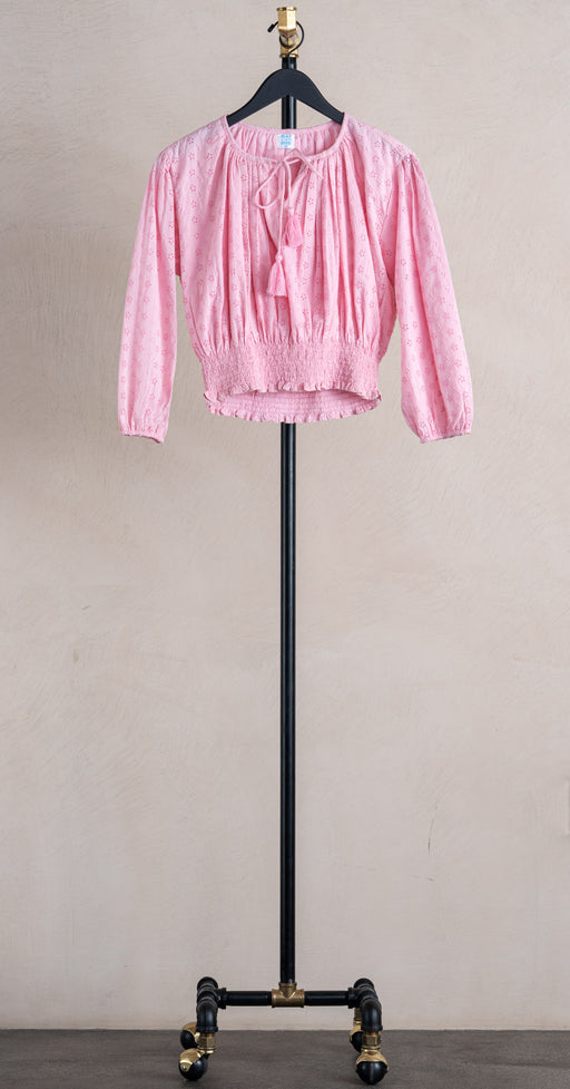 Mer St Barth Lola Blouse Blush Pink Eyelet