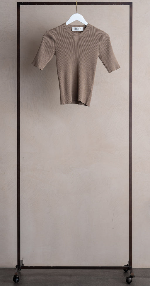 Rohe SS Rib Knitted Top Taupe Melange