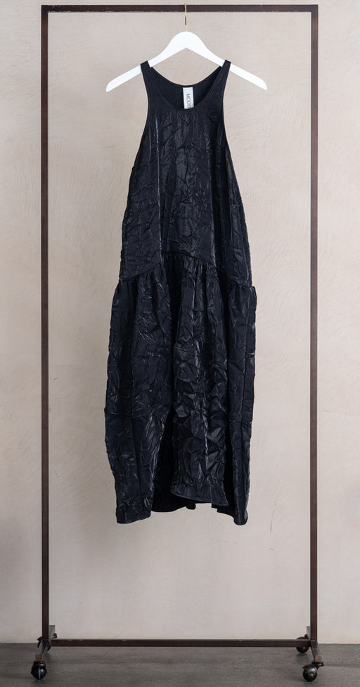 Modern Weaving Crinkle Silk Dress Black
