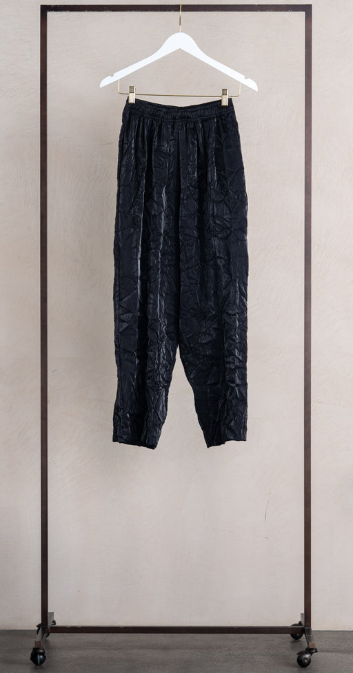 Modern Weaving Crinkle Silk Pant Black