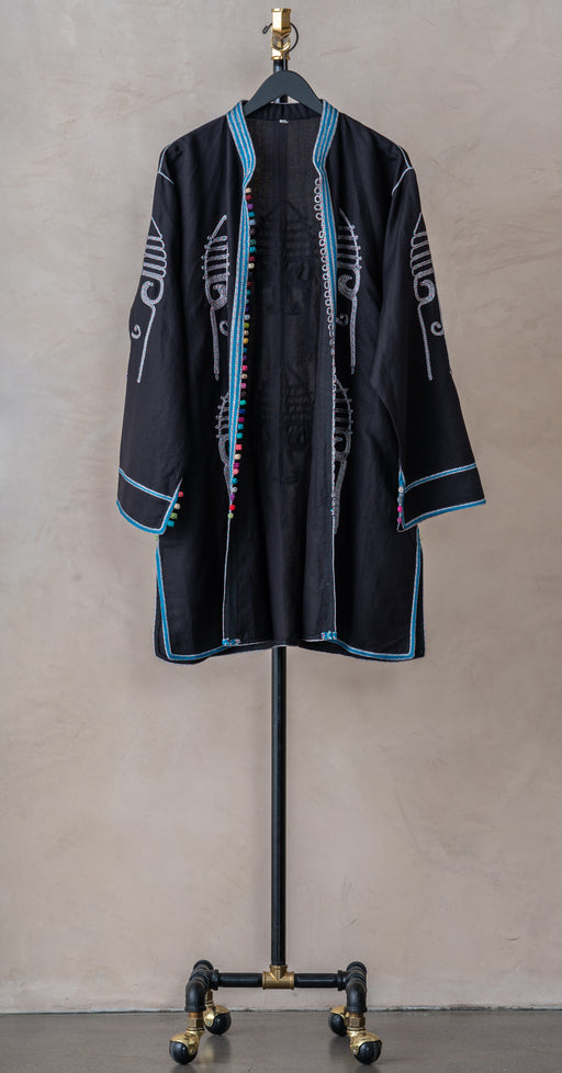 Soltana Black Multi Teal Long Jacket